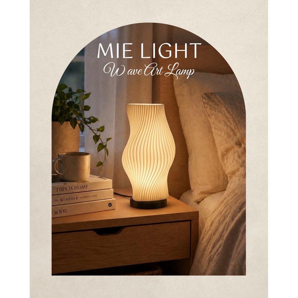 Đèn Ngủ Decor 3D Wave Art – MIE LIGHT | Đèn In 3D Gấp Sóng Cao Cấp – Đèn Bàn Nghệ Thuật Trang Trí Phòng