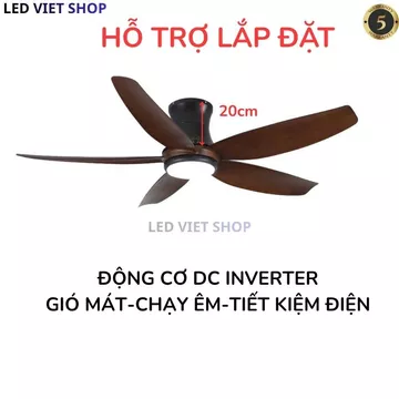 [Lõi Đồng] Quạt trần cổ ngắn 30cm cho chung cư nhà trần thấp, Quạt trần có đèn 5 cánh cho phòng khách phòng ngủ