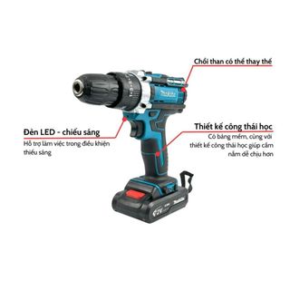 Máy Khoan Pin 3 Chức Năng Khoan Sắt Bắn Vít Lõi Đồng Động Cơ Chổi Than – Tặng Kèm Bộ 24 Chi Tiết