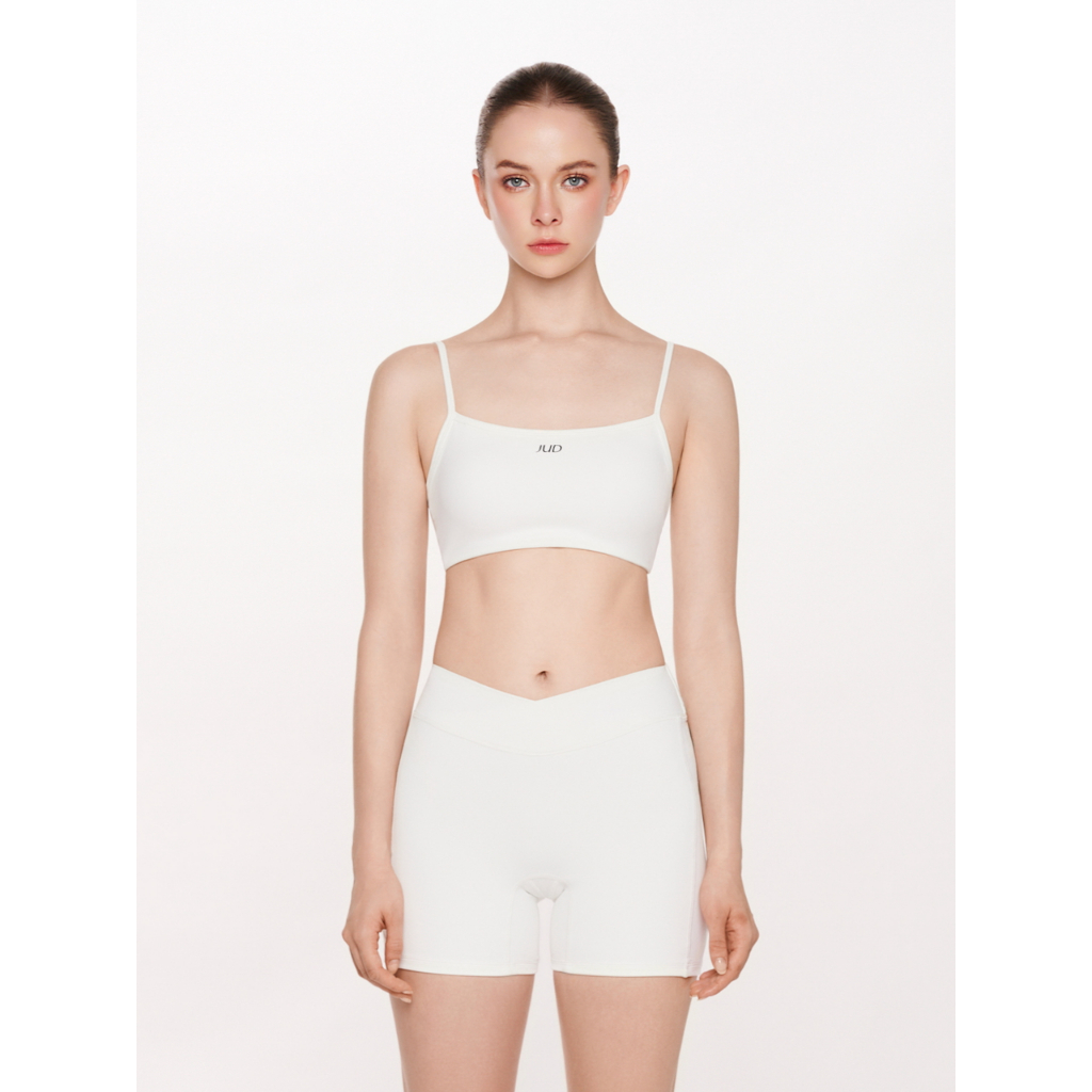 JUD | Áo Sport Bra & Quần Ngắn Màu Trắng Cao Cấp Tập Gym, Yoga, Pilates | AURA