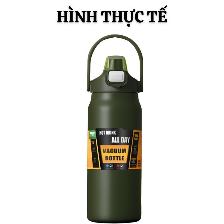 Bình giữ nhiệt thể thao VACUUM BOTTLE Inox 304 2 lớp cách nhiệt có ống hút tiện lợi dung tích 1500ml