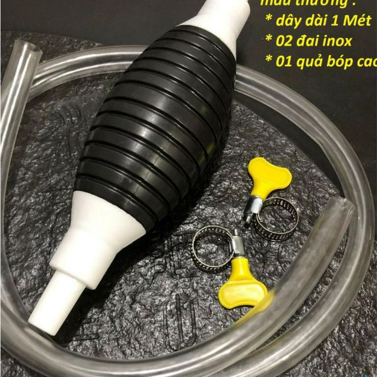 HÚT CHẤT LỎNG CAO CẤP - Ống Hút Xăng Dầu Chất Lỏng Bóp Tay Cao Cấp Dây Dài Tổng 1m Tặng Kèm Van Khoá Vàng