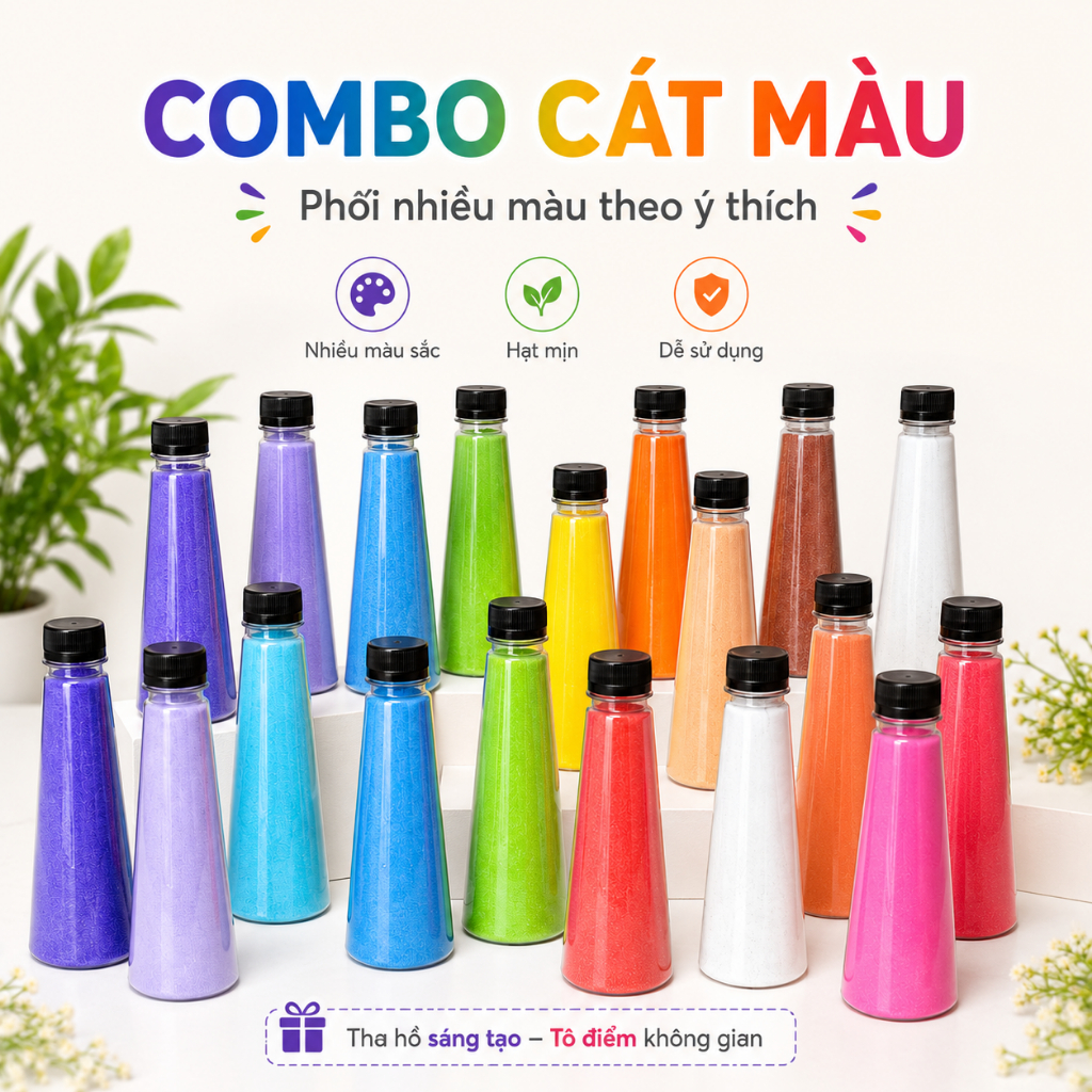 Cát Màu Trang Trí Hạt Mịn Nhiều Màu Sắc - Cát Nghệ Thuật Trang Trí Lọ Hoa Tiệc Sự Kiện - Habo Shop
