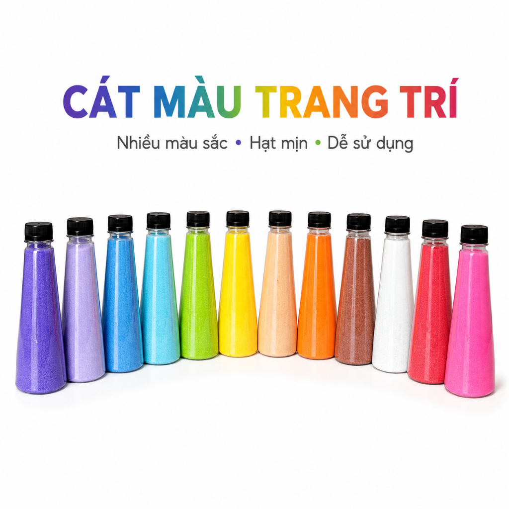 Cát Màu Trang Trí Hạt Mịn Nhiều Màu Sắc - Cát Nghệ Thuật Trang Trí Lọ Hoa Tiệc Sự Kiện - Habo Shop