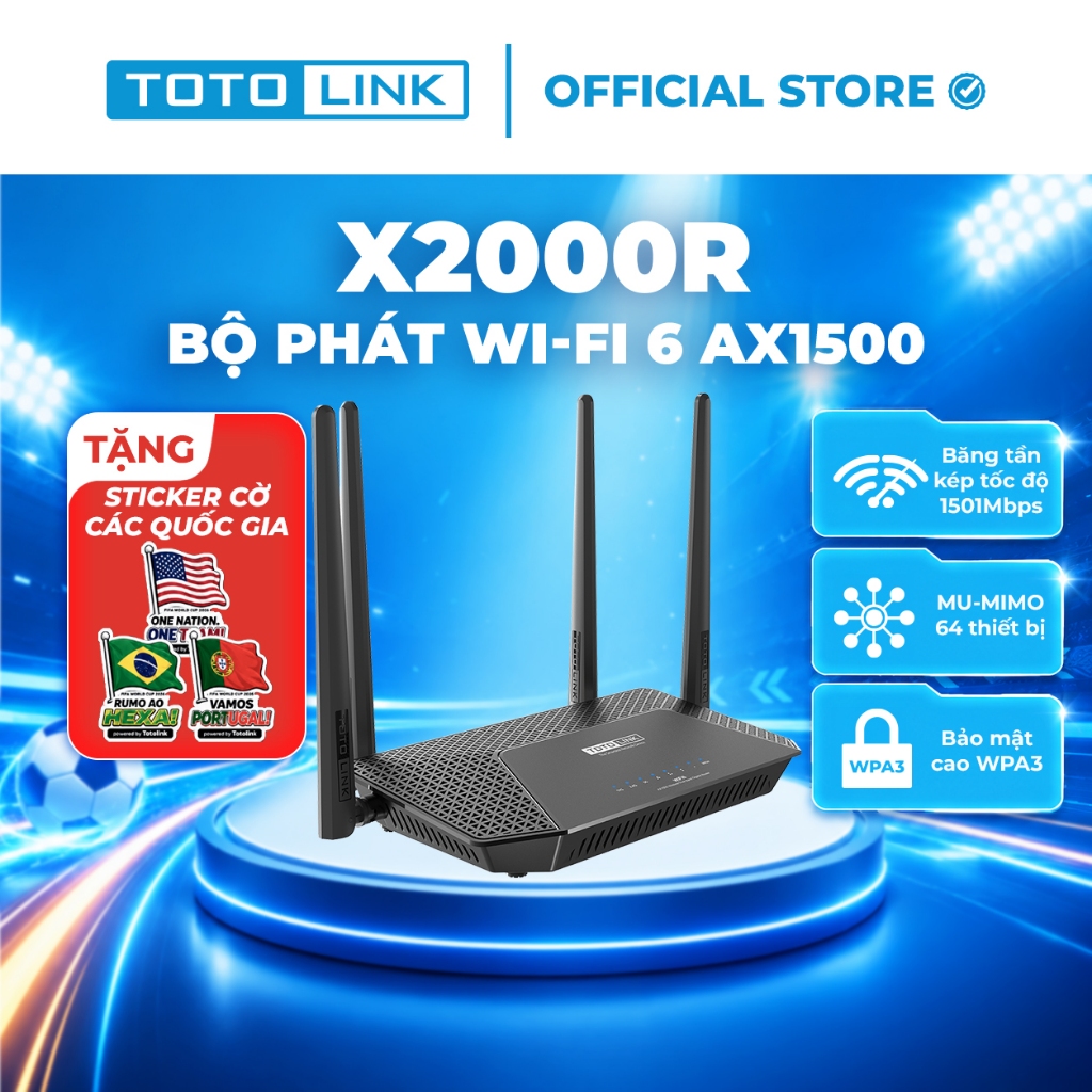 [Hoả Tốc] Bộ phát Wi-Fi 6 TOTOLINK X2000R_V2 - Router Wi-Fi 6 băng tần kép Gigabit AX1500