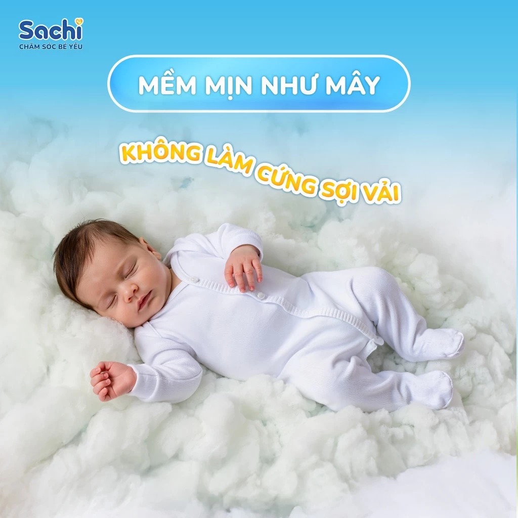 Nước Giặt Xả Cho Bé Sachi 2kg Hương Thơm Dịu Nhẹ, Làm Sạch Vết Bẩn, Làm Mềm và Giữ Bền Màu Vải