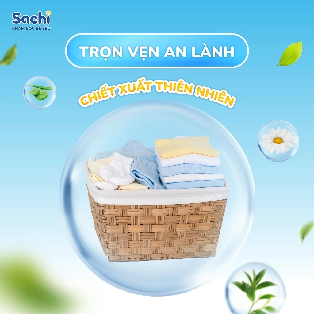 Nước Giặt Xả Cho Bé Sachi 2kg Hương Thơm Dịu Nhẹ, Làm Sạch Vết Bẩn, Làm Mềm và Giữ Bền Màu Vải