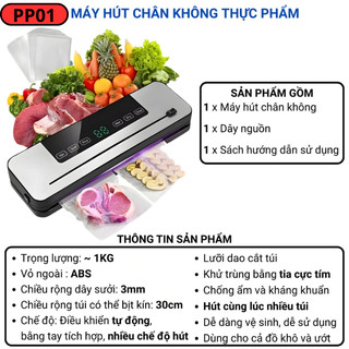 Máy Hút Chân Không Thực Phẩm Gia Đình Tự Động Hàn Miệng Túi Nhanh, Bảo Quản Thực Phẩm Tươi Lâu - H2