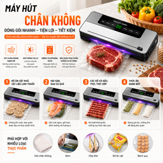 Máy Hút Chân Không Thực Phẩm Gia Đình Tự Động Hàn Miệng Túi Nhanh, Bảo Quản Thực Phẩm Tươi Lâu - H2
