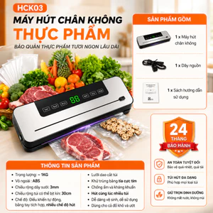 Máy Hút Chân Không Thực Phẩm Gia Đình Tự Động Hàn Miệng Túi Nhanh, Bảo Quản Thực Phẩm Tươi Lâu - H2