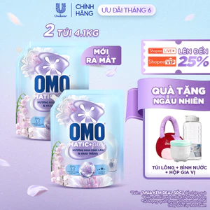 Combo 2 Nước giặt OMO Matic Pure Cửa Trước Hương Linh Lan & Vani Trắng 4.1KG (túi)
