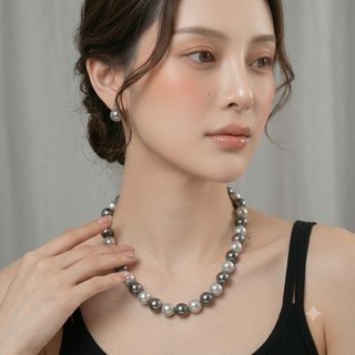 [ DAISYN ] N986 vòng cổ ngọc trai xám ghi , dây chuyền ngọc trai nhân tạo , chuỗi hạt ngọc