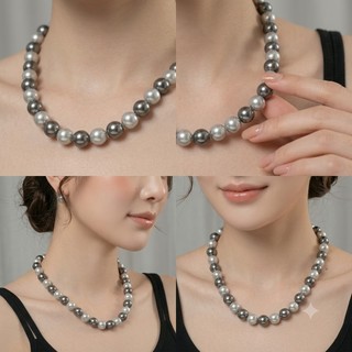 [ DAISYN ] N986 vòng cổ ngọc trai xám ghi , dây chuyền ngọc trai nhân tạo , chuỗi hạt ngọc
