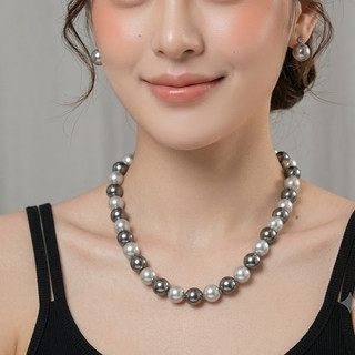 [ DAISYN ] N986 vòng cổ ngọc trai xám ghi , dây chuyền ngọc trai nhân tạo , chuỗi hạt ngọc
