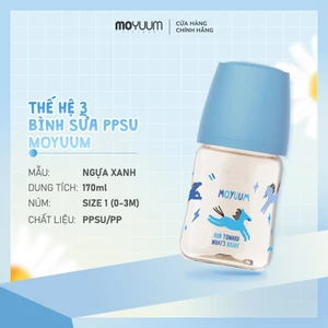 Bình sữa PPSU Moyuum - Mẫu Ngựa xanh - Thế hệ 3 - 170/270ml