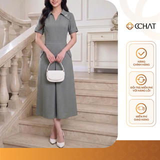 Đầm Nữ 𝐂𝐂𝐇𝐀𝐓 Dáng Xòe Alessia 26 Charm Cài Trang Trí Chất Liệu Tuytsi Mềm Mại 16VNS2022XT
