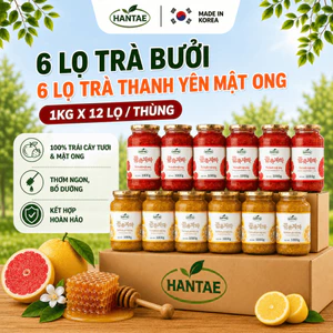 6 Lọ trà bưởi + 6 Lọ trà thanh yên mật ong Hantae ( 1kg x12 lọ/ thùng)