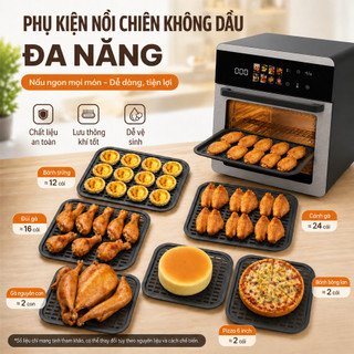 Nồi chiên không dầu 15L màn hình cảm ứng, cửa sổ trong suốt, chiên nướng đa năng siêu tiện lợi
