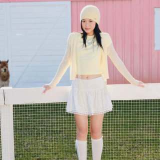 Áo OLV len cardigan mỏng Ribbon Knit phù hợp mùa hè đi chơi đi biển