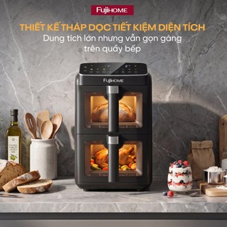 Nồi Chiên Không Dầu 2 Tầng Fujihome A10DG-DUAL 9.6L - 2 Ngăn Độc Lập, Công Nghệ Rapid Air