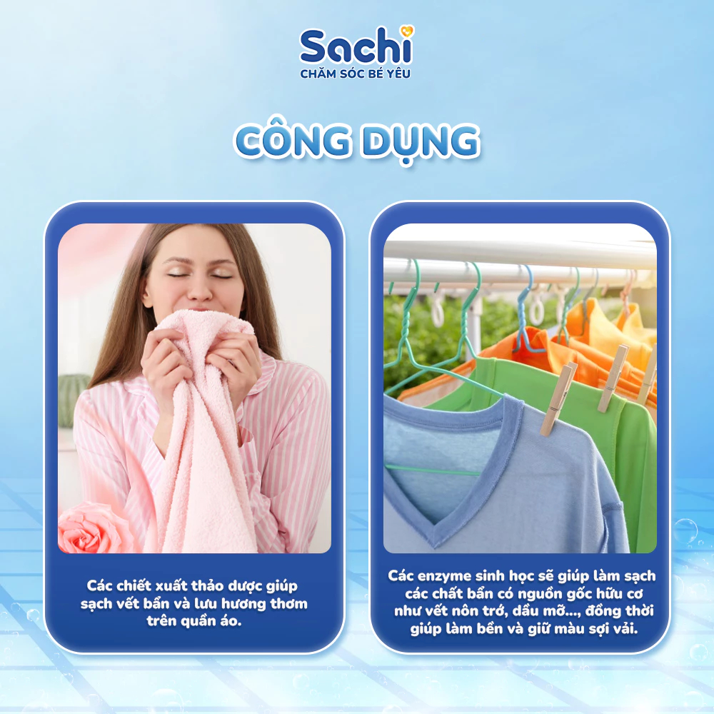 Nước Giặt Xả Cho Bé Sachi Organic Hương Thơm Dịu Nhẹ, Làm Sạch Vết Bẩn - Túi 3.2kg
