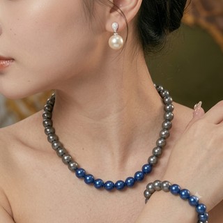 [ DAISYN ] N1004 vòng cổ ngọc trai mix màu xám xanh coban, dây chuyền ngọc trai nhân tạo , chuỗi hạt ngọc