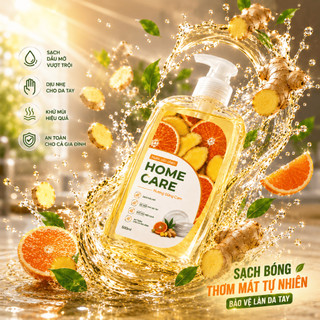 Nước Rửa Chén Bát THUẦN CHAY dưỡng da mềm mại, không tanh mùi đồ ăn, sạch kin kít Home Care Chính Hãng 500ml