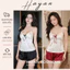 HT135 Bộ ngủ 2s sexy chấm bi kèm ĐỆM LÓT,đồ ngủ lụa phối màu đơn giản tôn dáng HT135 MÚT