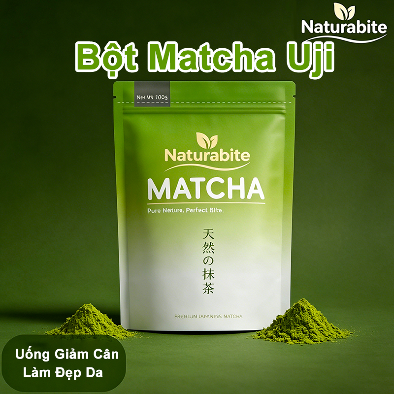 Naturabite 100g Bột Matcha Uji Nhật Bản 100% Nguyên Chất Cao Cấp Bột Siêu Mịn Pha Latte Giảm Cân Làm Đẹp Dùng Làm Bánh