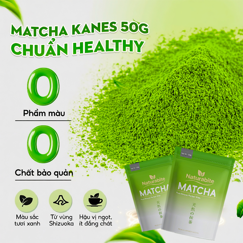 Naturabite 100g Bột Matcha Uji Nhật Bản 100% Nguyên Chất Cao Cấp Bột Siêu Mịn Pha Latte Giảm Cân Làm Đẹp Dùng Làm Bánh