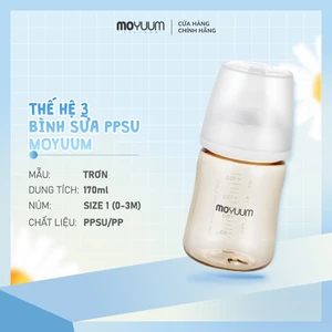 Bình sữa PPSU Moyuum - Mẫu trơn - Thế hệ 3 - 170ml - Kèm núm 1 (1m+)