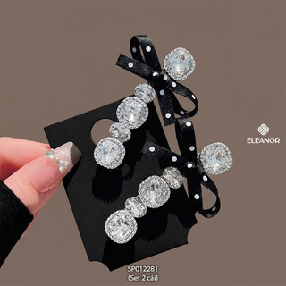 Set kẹp tóc nữ Eleanor Accessories hình nơ chấm bi đính đá phụ kiện tóc kẹp tóc mái 11981