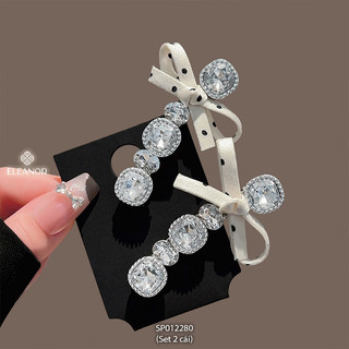 Set kẹp tóc nữ Eleanor Accessories hình nơ chấm bi đính đá phụ kiện tóc kẹp tóc mái 11981