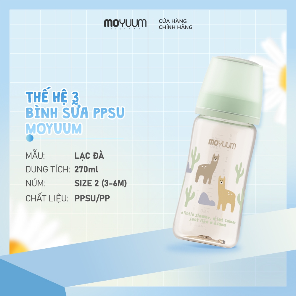 Bình sữa PPSU Moyuum - Mẫu lạc đà - Thế hệ 3 - 170/270ml