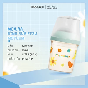 Bình sữa Moyuum PPSU Mov.aa - 160ml - Bản họa tiết - Xanh mint
