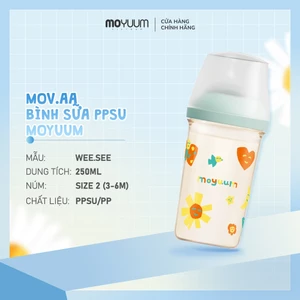 Bình sữa Moyuum PPSU Mov.aa - 250ml - Bản họa tiết - Màu xanh mint