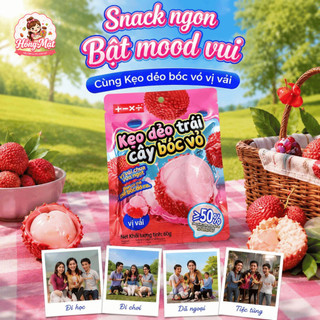 Kẹo Dẻo Bóc Vỏ Pandu Vị Vải Thiều Thanh Ngọt Mềm Dẻo Ăn Vặt Trái Cây