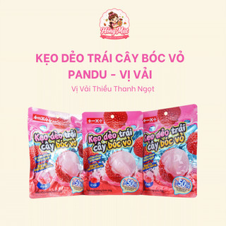 Kẹo Dẻo Bóc Vỏ Pandu Vị Vải Thiều Thanh Ngọt Mềm Dẻo Ăn Vặt Trái Cây