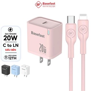 Bộ Sạc Nhanh Basefast Chính Hãng 20W/30W - Cáp sạc C to Ln, C to C dài 1m, Chống Cháy, Tự Ngắt Sạc