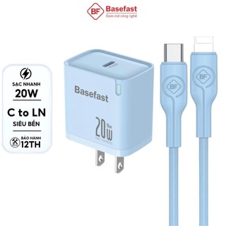 Bộ Sạc Nhanh Basefast Chính Hãng 20W/30W - Cáp sạc C to Ln, C to C dài 1m, Chống Cháy, Tự Ngắt Sạc