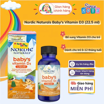 Babymall&Care|Dung Dịch Nhỏ Giọt Baby’s Vitamin D3 Nordic Naturals 22.5ml Bổ Sung Vitamin D3 Cho Trẻ