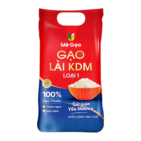 Gạo Lài KDM Loại 1 Mê Gạo Túi 5Kg - Gạo Lài Miên Thuần 100%, Cơm Dẻo Mềm, Thơm Tự Nhiên