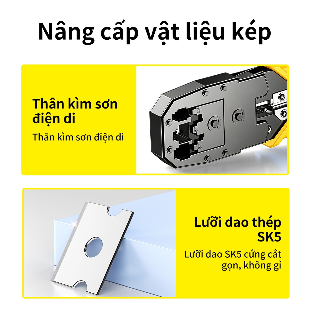 Kìm Bấm Mạng RJ45 RJ11 RJ12 Đa Năng 3 Trong 1 Cắt Dây Tuốt Dây Ép Hạt Mạng