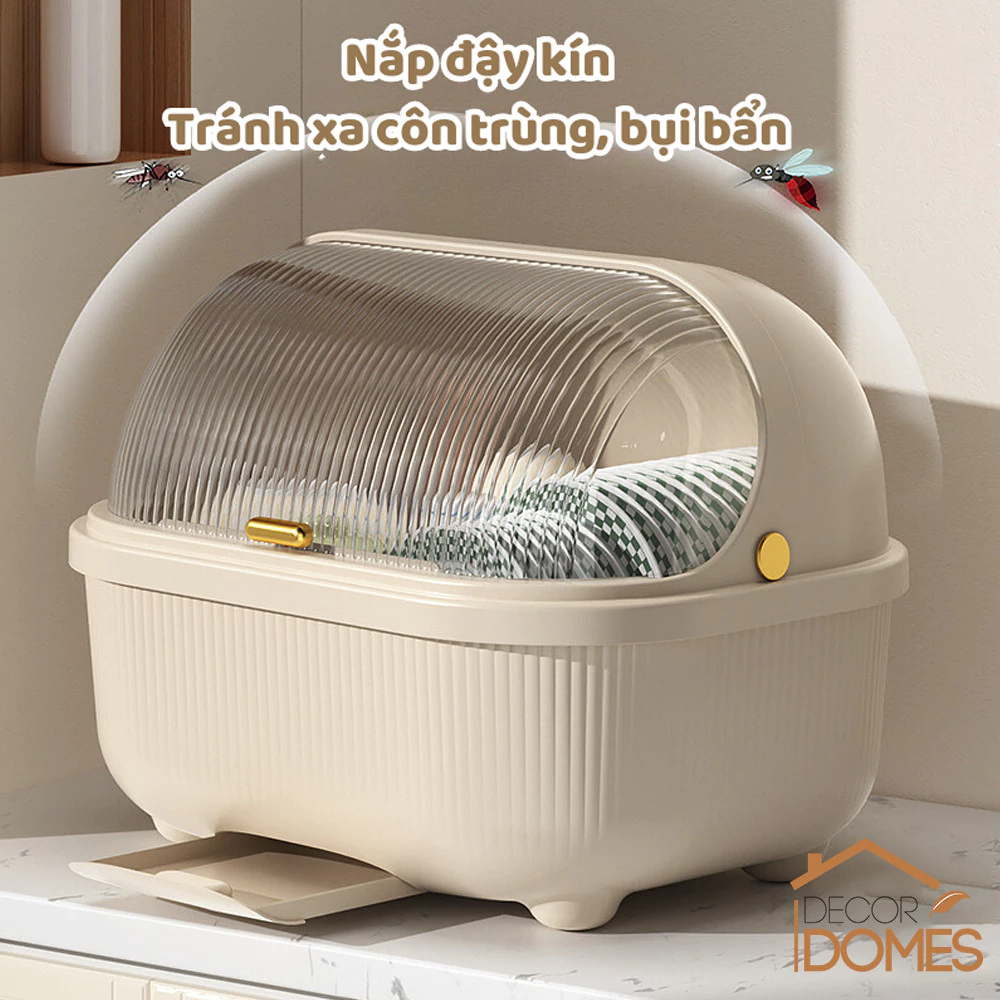 Hộp Đựng Chén Bát Đĩa Nhựa PP Có Nắp Đậy HOMIE, Hộp Bát Chống Côn Trùng, Bụi Bẩn Có Khay Thoát Nước