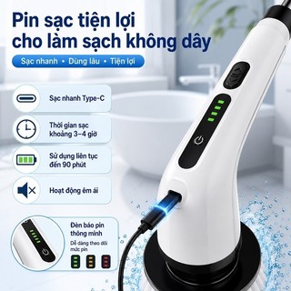 OOKAS Chổi điện kéo dài, 9 đầu đa năng, sạc Type-C, pin bền, 400 vòng/phút