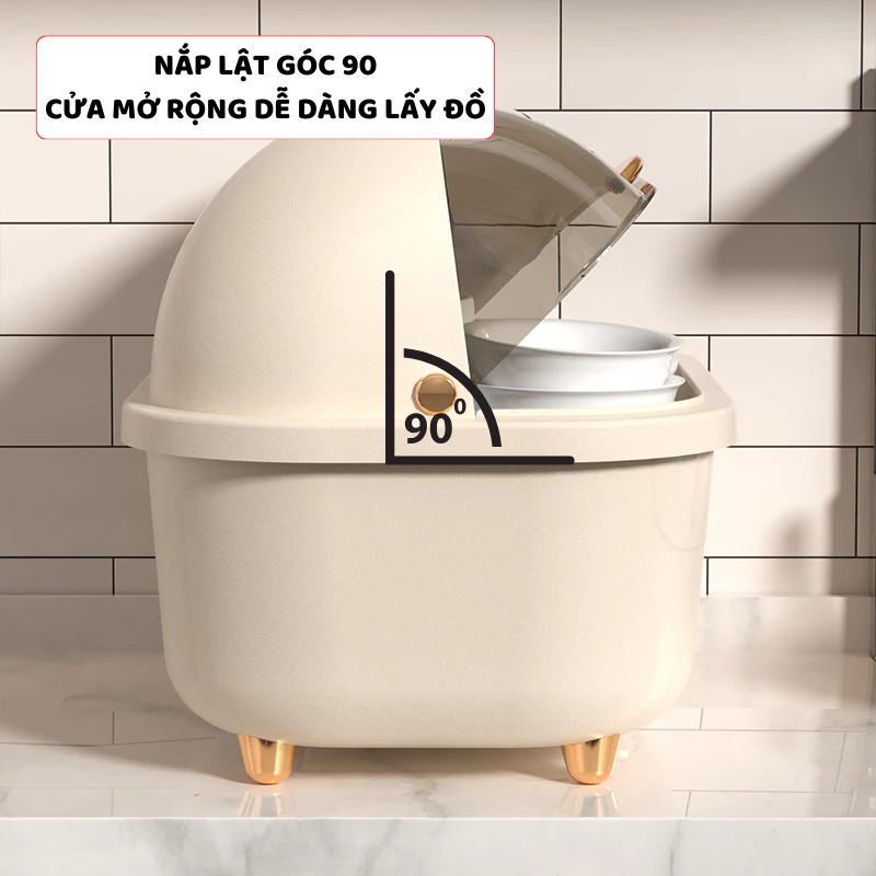 Hộp Đựng Chén Bát Đĩa Nhựa PP Có Nắp Đậy HOMIE, Hộp Bát Chống Côn Trùng, Bụi Bẩn Có Khay Thoát Nước