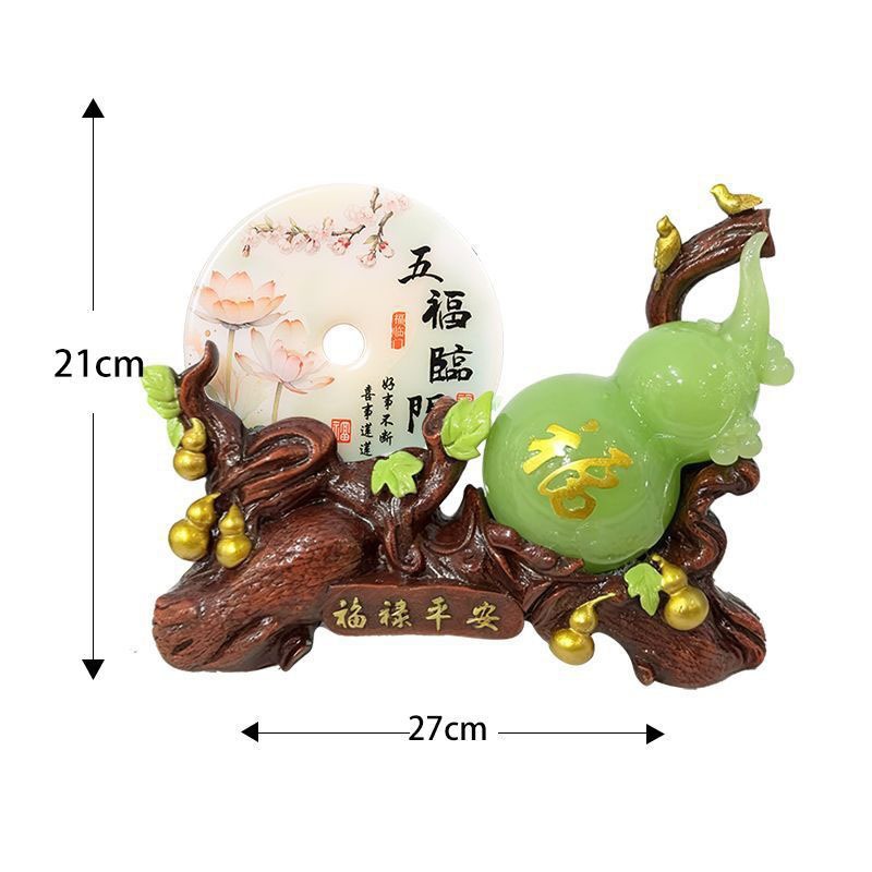 Tượng hồ lô xanh ngọc bội sen tài lộc decor nhà cửa