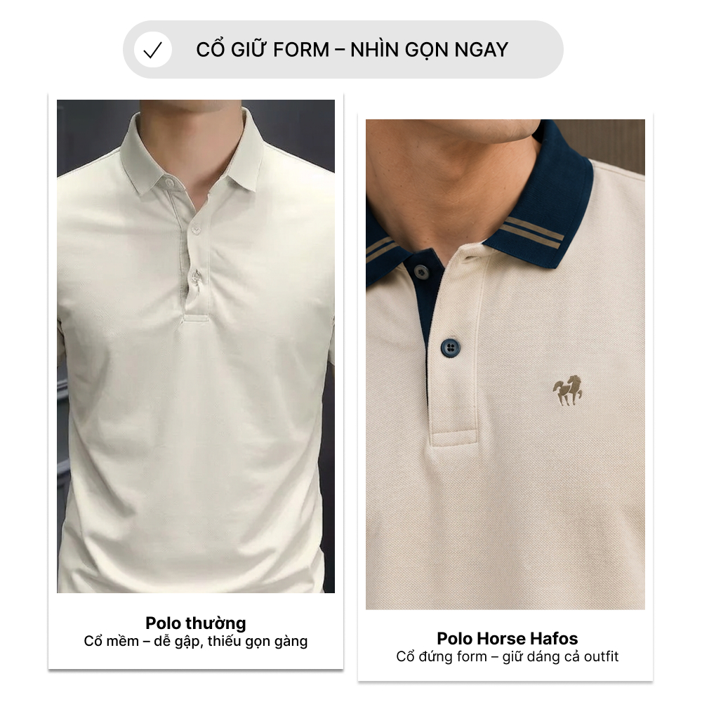 [ 17.7 có hàng ] Polo nam HAFOS HORSE họa tiết sang trọng,chất liệu vải dày dặn. Polo công sở, đi chơi hằng ngày đều hợp