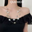 Vòng Cổ Hạt Kim Loại Ngọc Trai Không Đều Bạc Thiết Kế Giọt Nước Ngẫu Nhiên Thanh Lịch Có thể Quấn Nhiều Lớp
