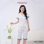 Bộ đồ ngủ nữ Pijama lụa VINGO/VINGORIA tay cộc thu đông H1380 — ảnh 2
